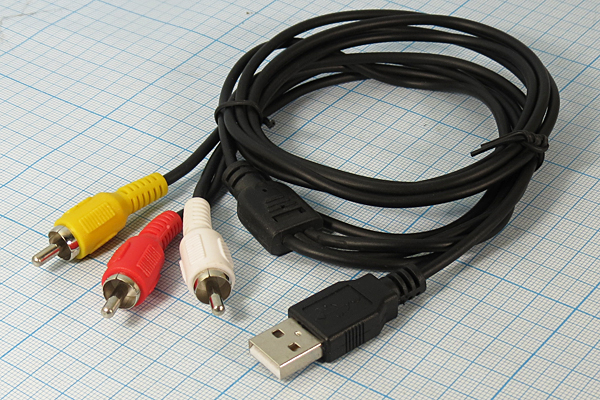 шнур шт USB A-шт RCAx3\1,8м\Ni/пл\чер\ шнур шт USB A-шт RCAx3\1,8м\Ni/пл\чер\