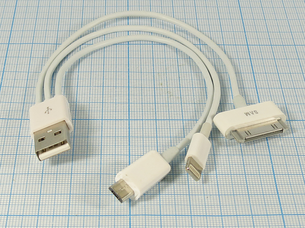 шнур шт USB A-шт iPhone4+iPhone5+microUSB\0,2м\бел шнур шт USB A-шт iPhone4+iPhone5+microUSB\0,2м\бел