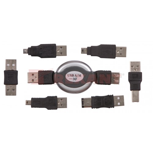 шнур шт USB A-гн USB A\0,8м\набор 6 перех\ZC-168 шнур шт USB A-гн USB A\0,8м\набор 6 перех\ZC-168