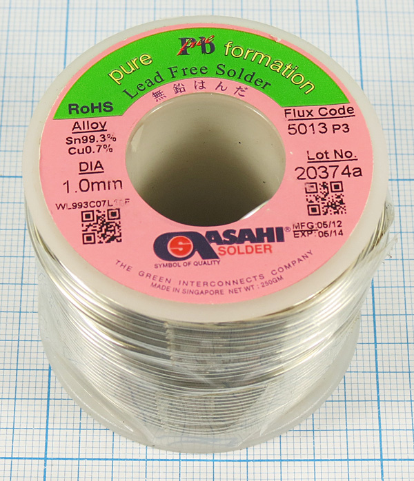 припой Sn99,3Cu0,7\d1,0\ 250г\\флюсCLF5013P3\ASAHI припой Sn99,3Cu0,7\d1,0\ 250г\\флюсCLF5013P3\ASAHI