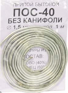 припой ПОС40\d1,5\\1м\б/каниф\Sn40Pb60 припой ПОС40\d1,5\\1м\б/каниф\Sn40Pb60